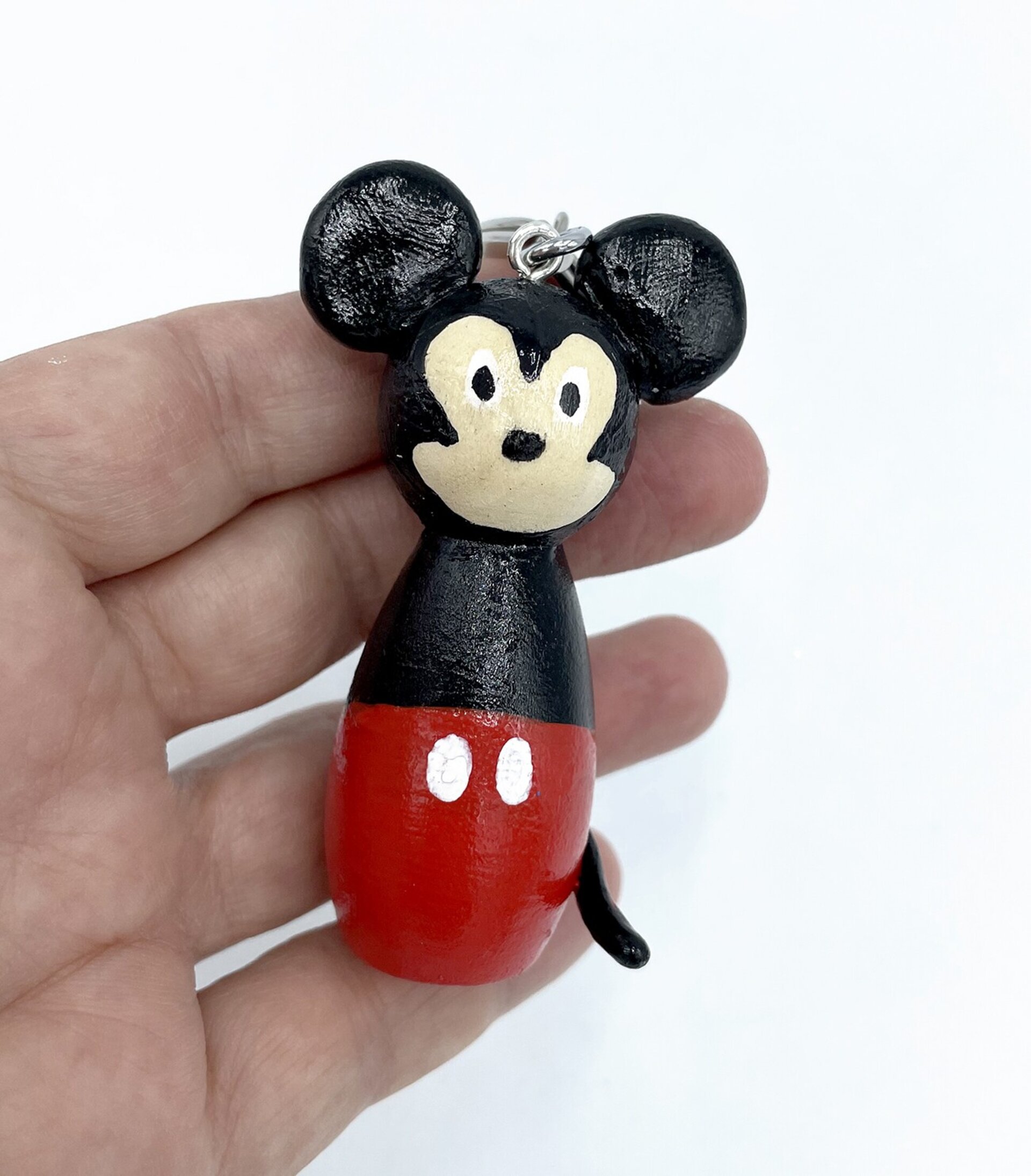 Llavero Mickey y Minnie de Madera Pintado a Mano - 2