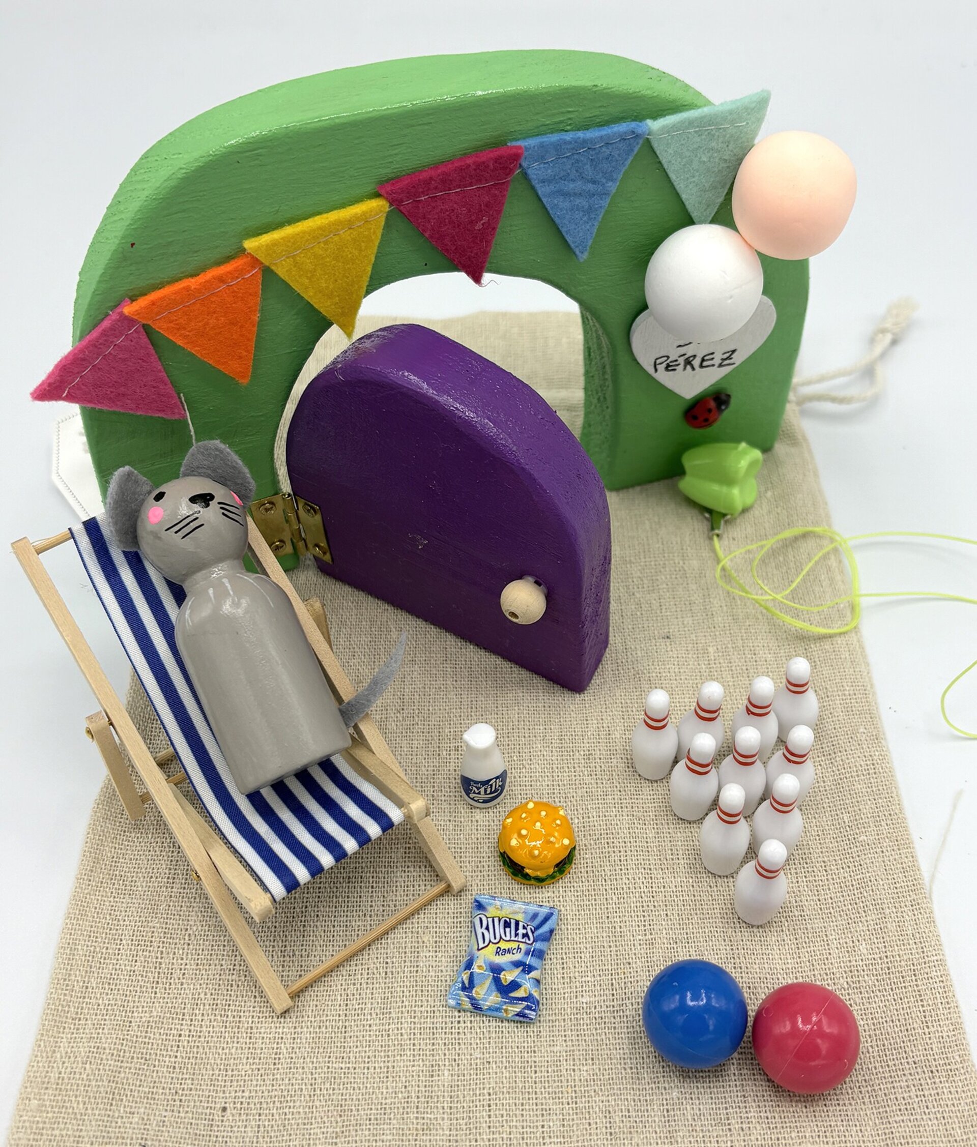 Puerta mágica del Ratoncito Pérez con juego bolos - 8