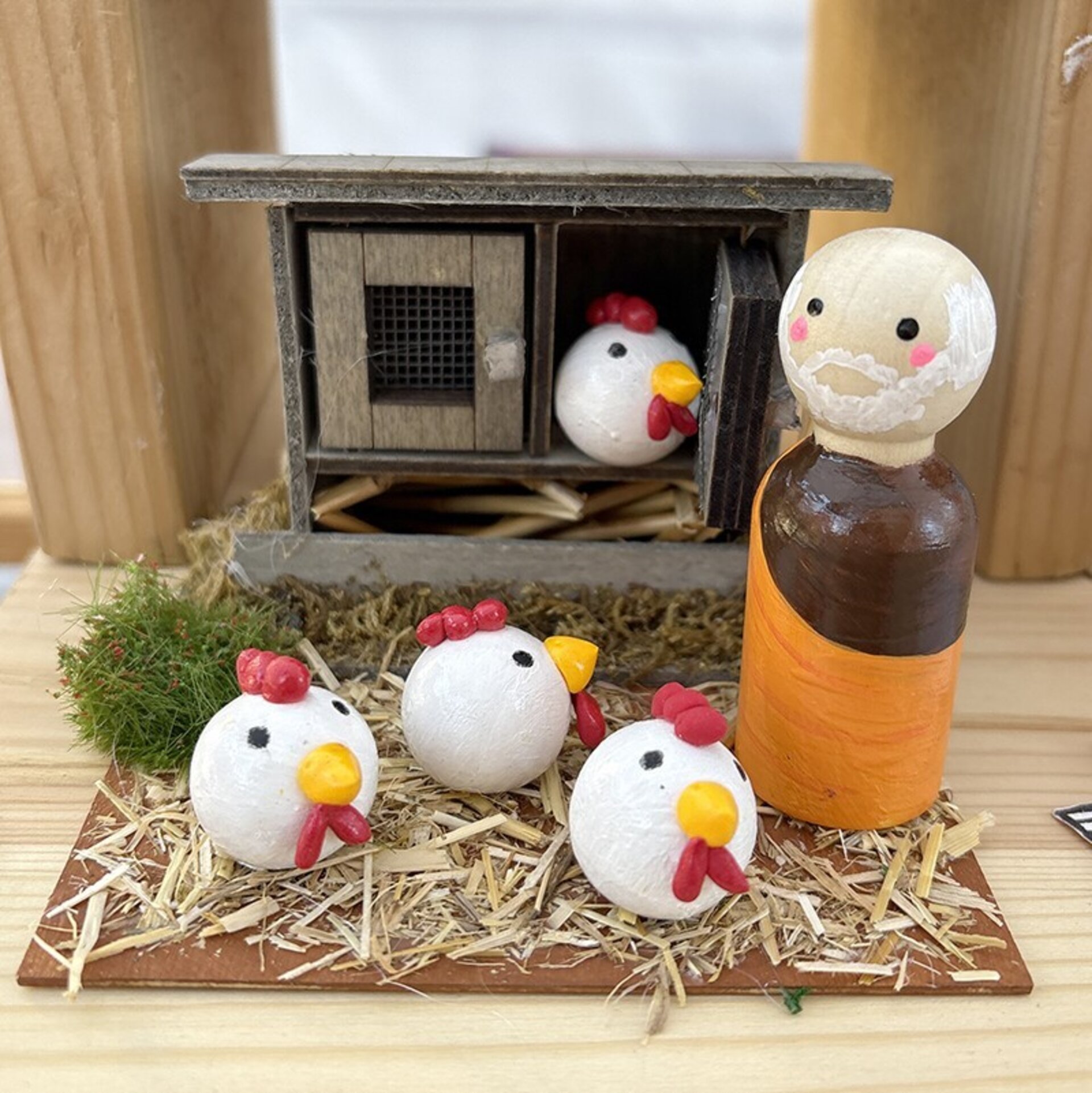 Gallinero rústico - Adorno artesanal para pesebre - 1