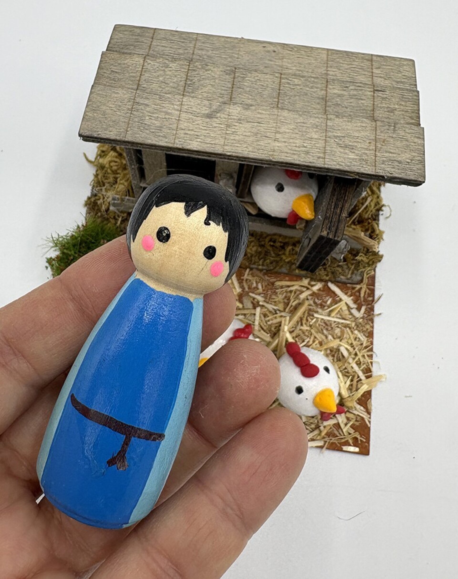 Gallinero rústico - Adorno artesanal para pesebre - 4