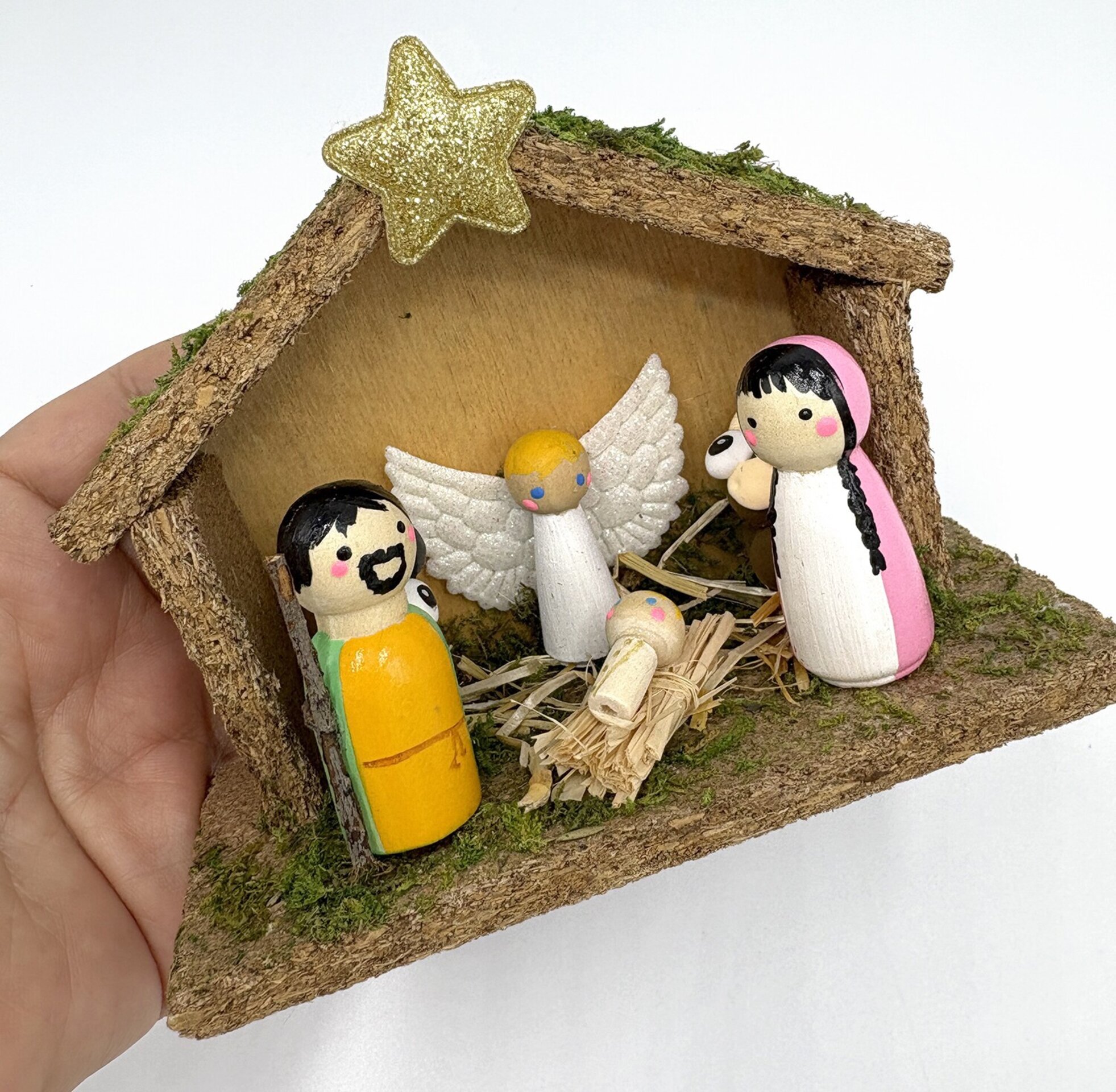 Mini Pesebres madera con imán de nevera - 1