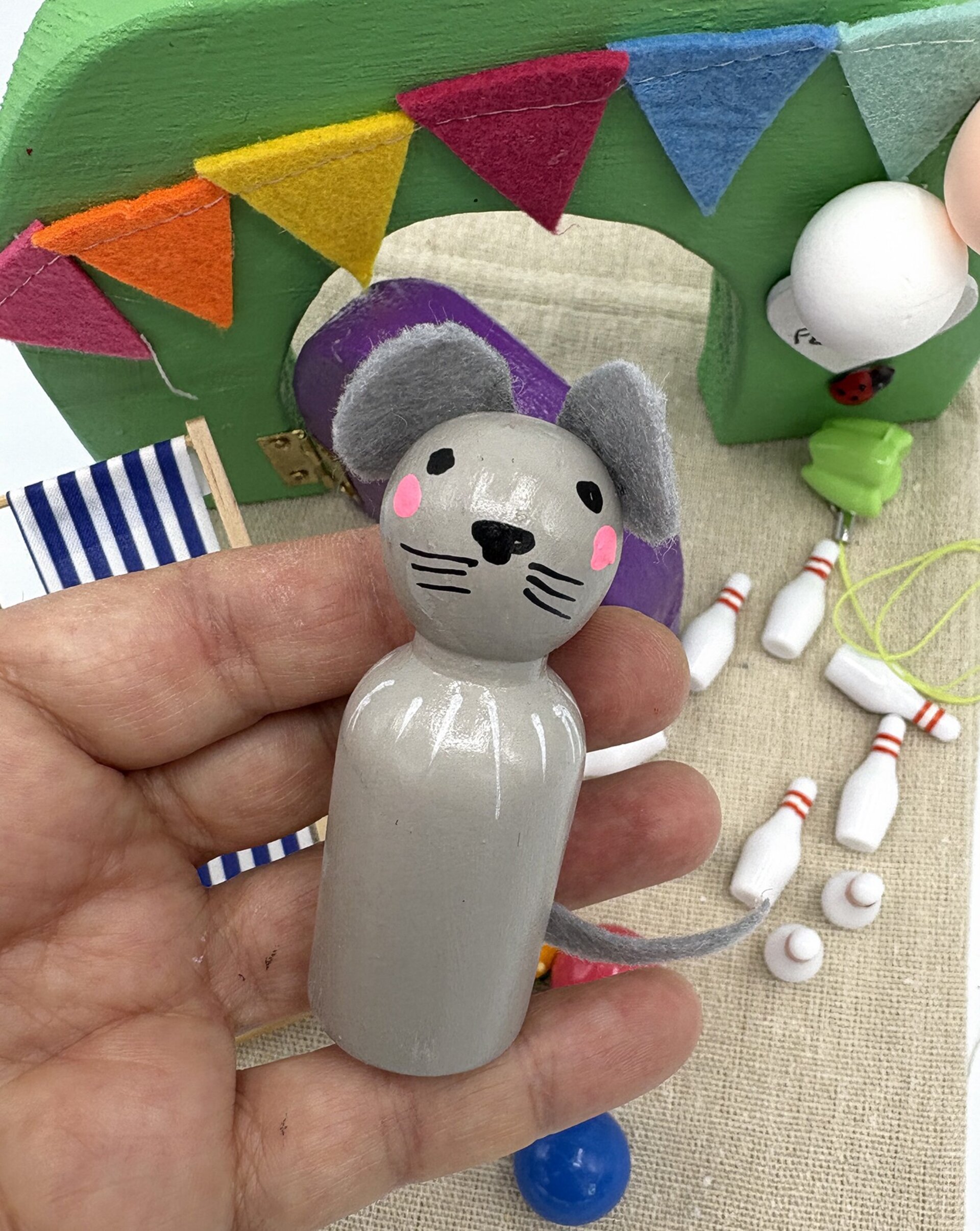 Puerta mágica del Ratoncito Pérez con juego bolos - 7