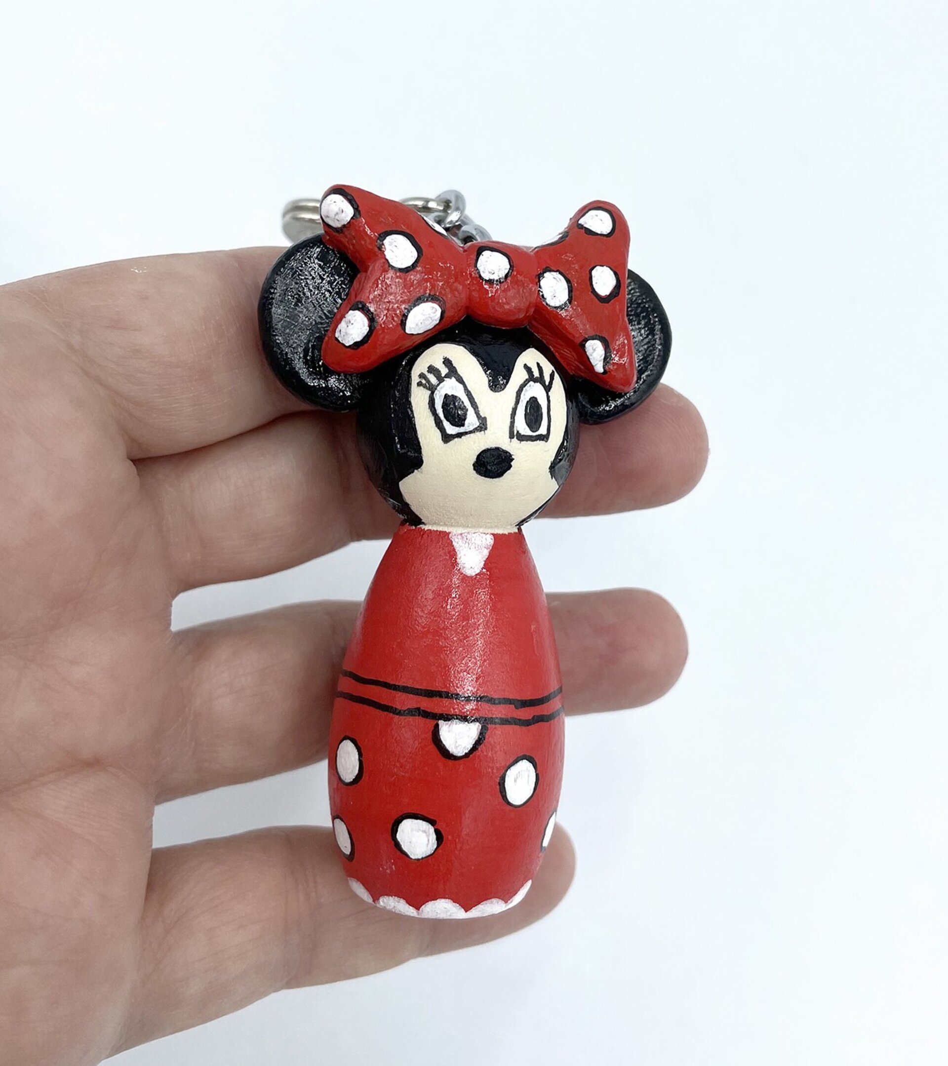 Llavero Mickey y Minnie de Madera Pintado a Mano - 3