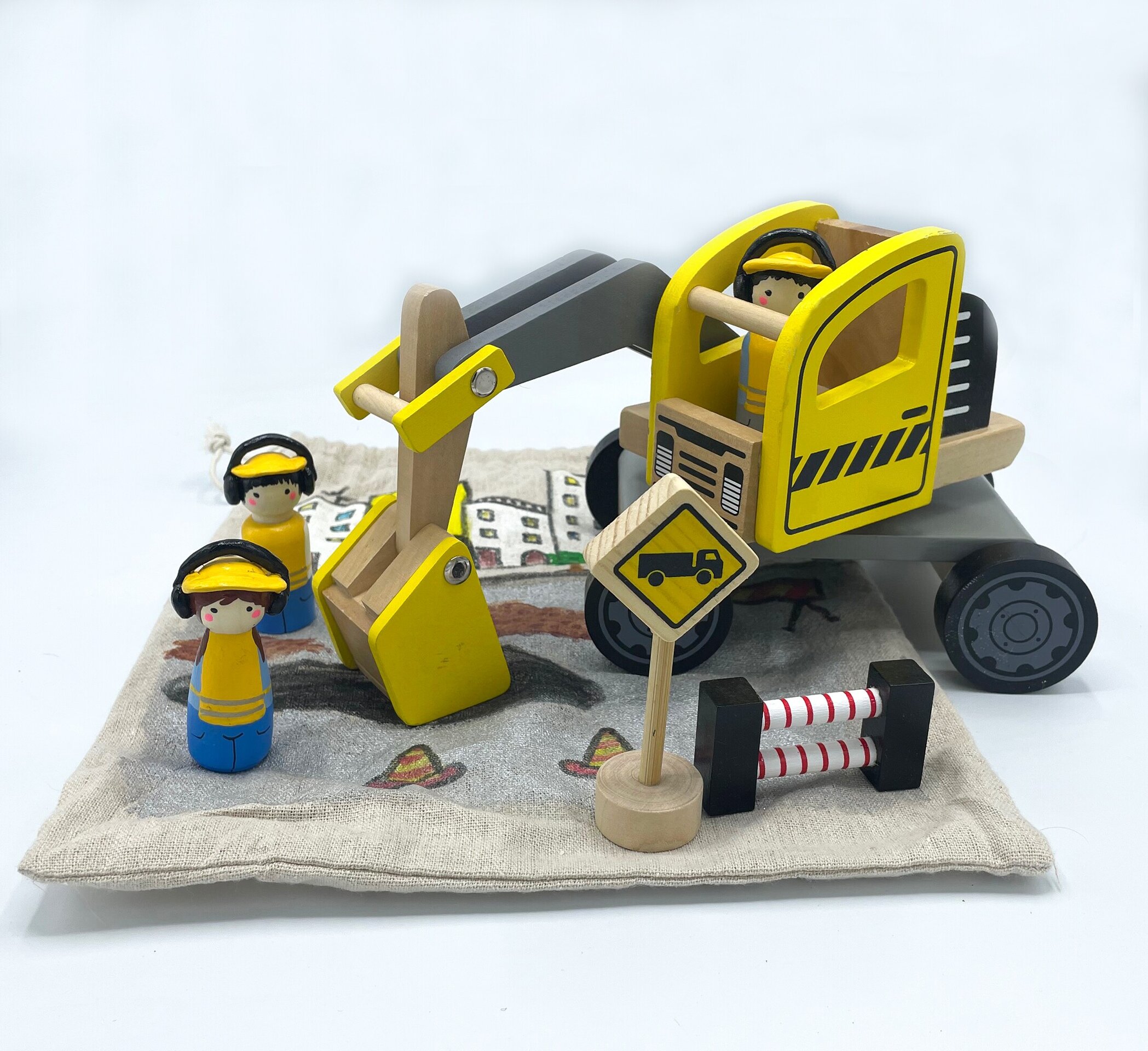 Mini mundo de construcción con excavadora de madera - 2
