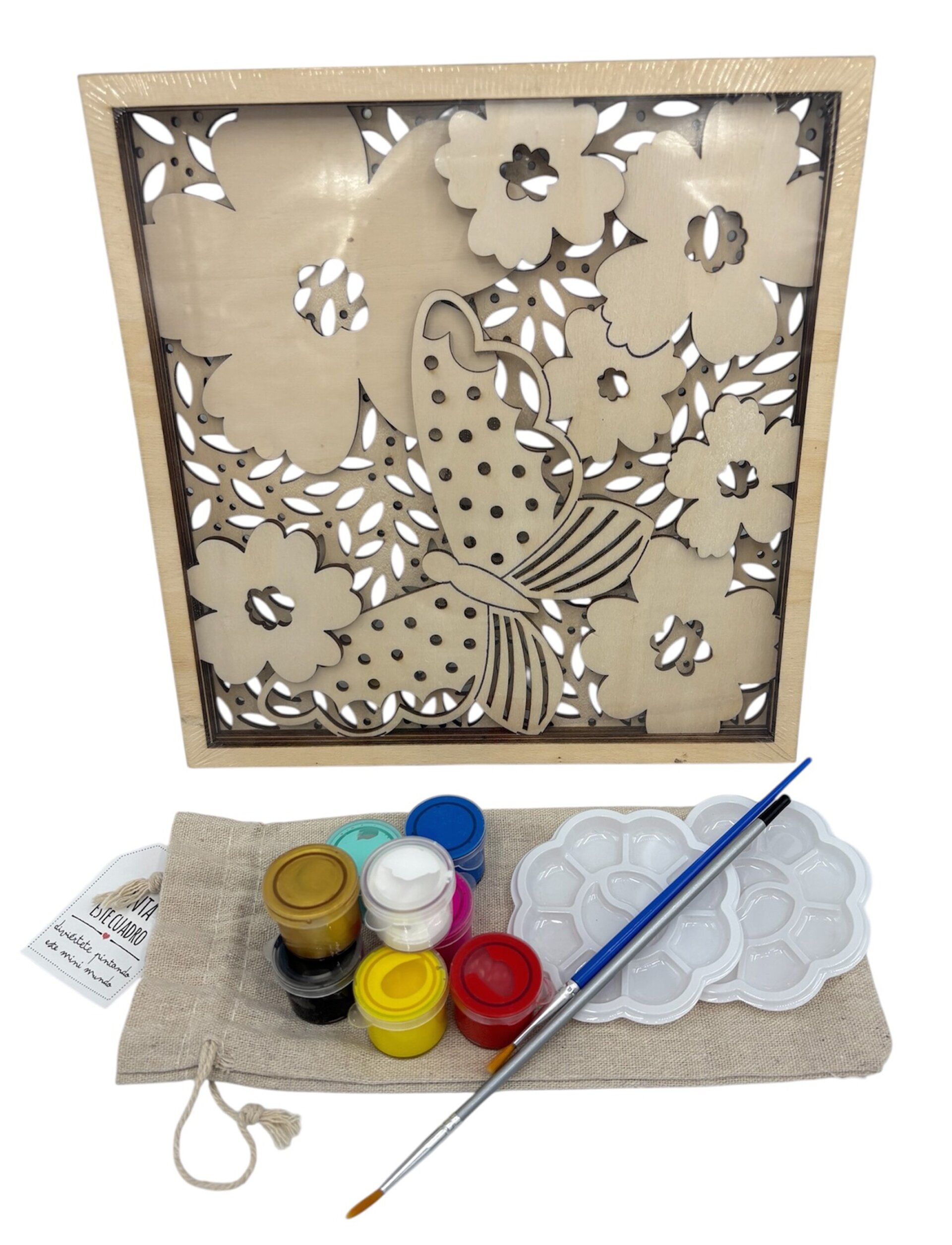 Kit de pintura acrílica con cuadros de madera en capas - 8