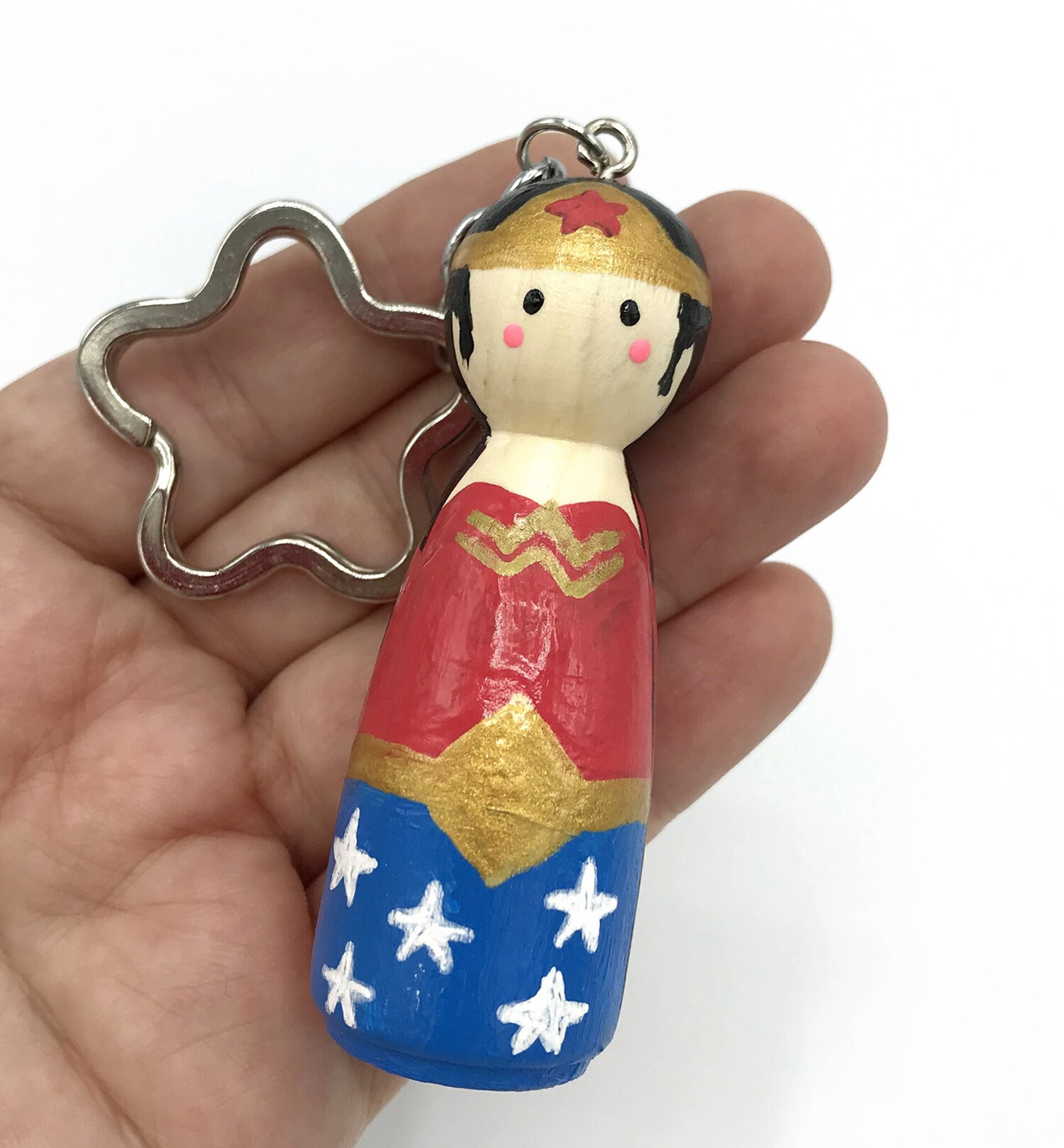 Llaveros de Super héroes pintados a mano en madera - 6