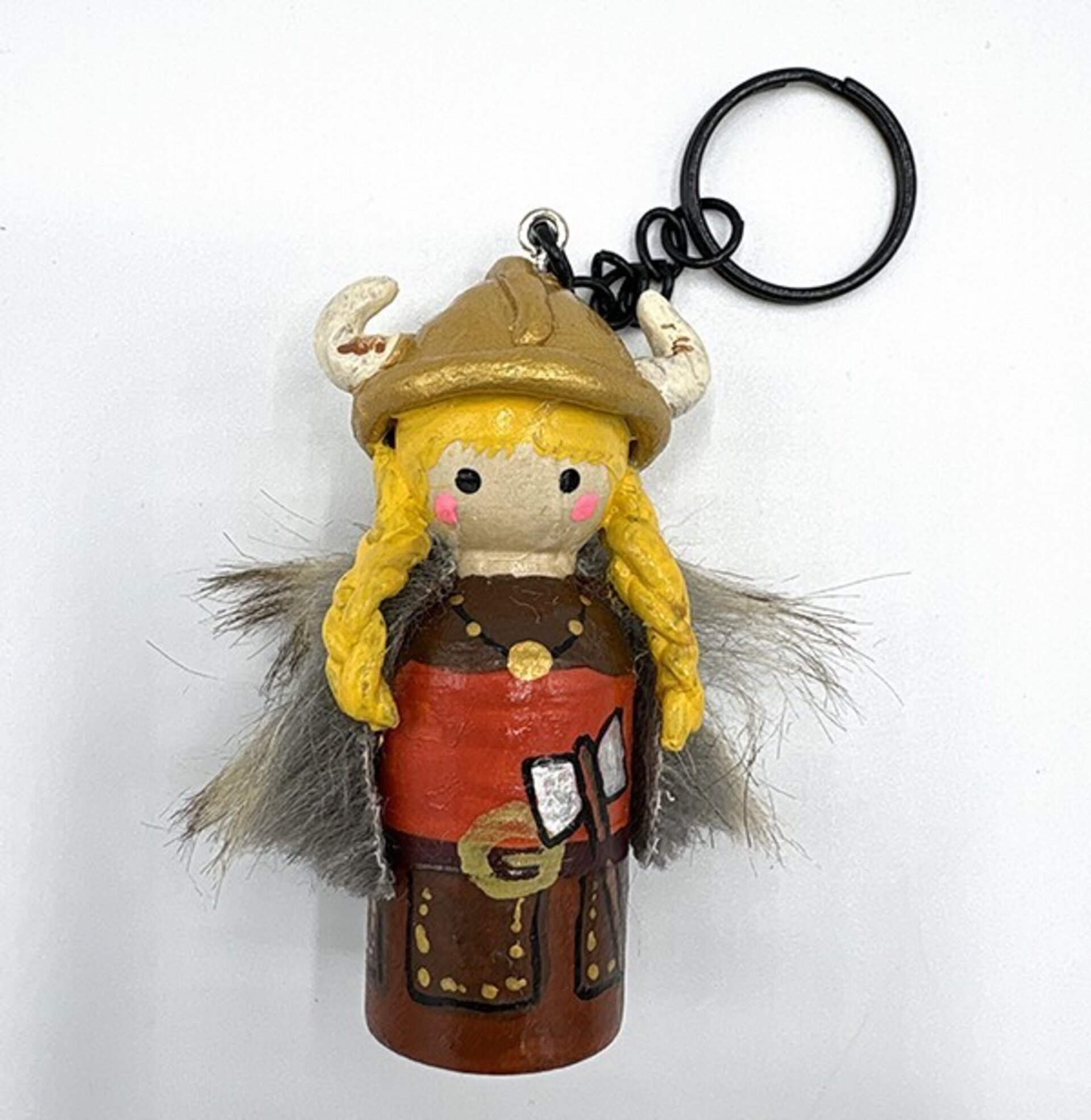 Llavero Vikingo artesanal de madera y pintado a mano - 3