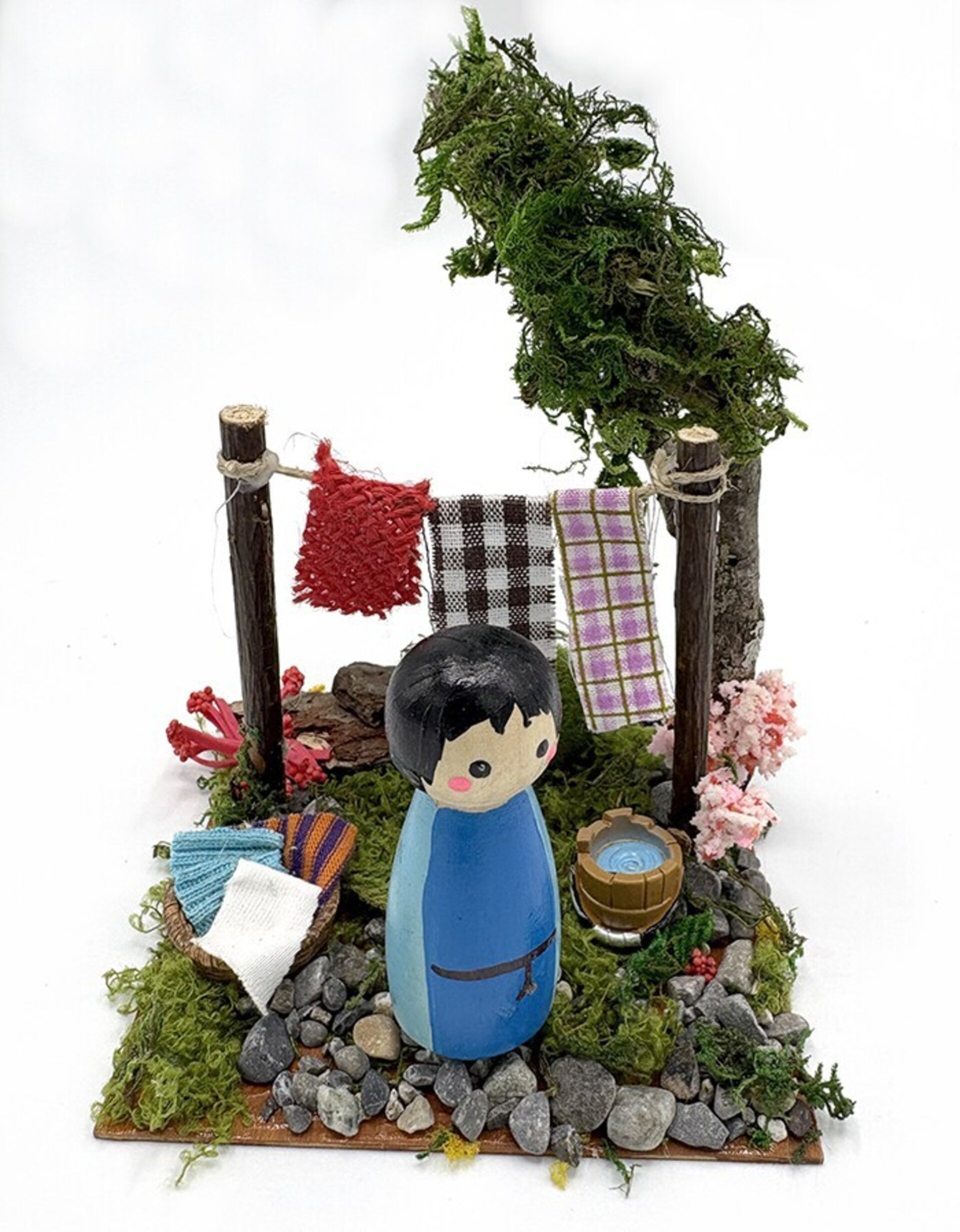 Tendedero miniatura con personaje de 6,5cm - complementos pesebre - 8