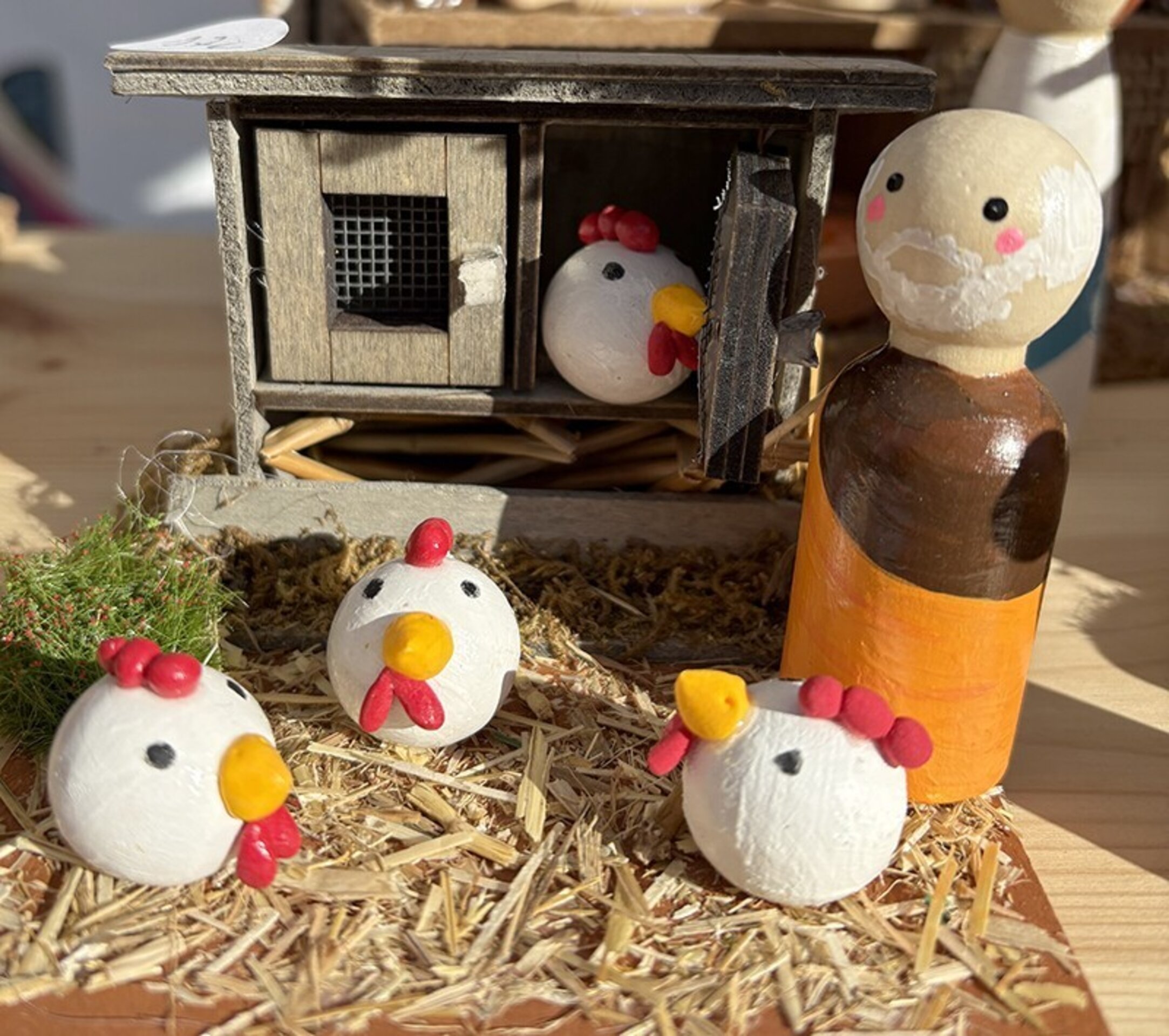 Gallinero rústico - Adorno artesanal para pesebre - 5