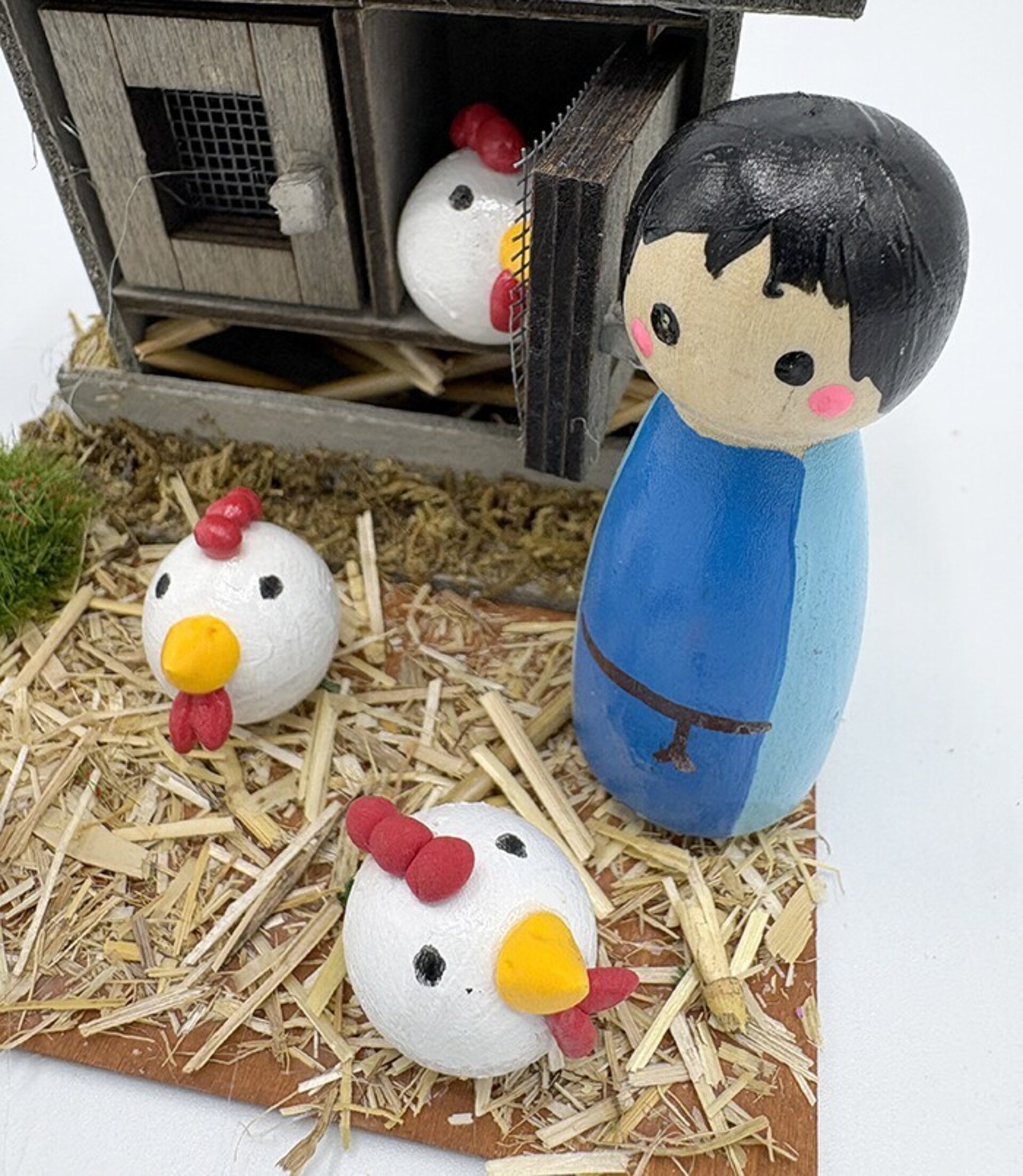 Gallinero rústico - Adorno artesanal para pesebre - 5