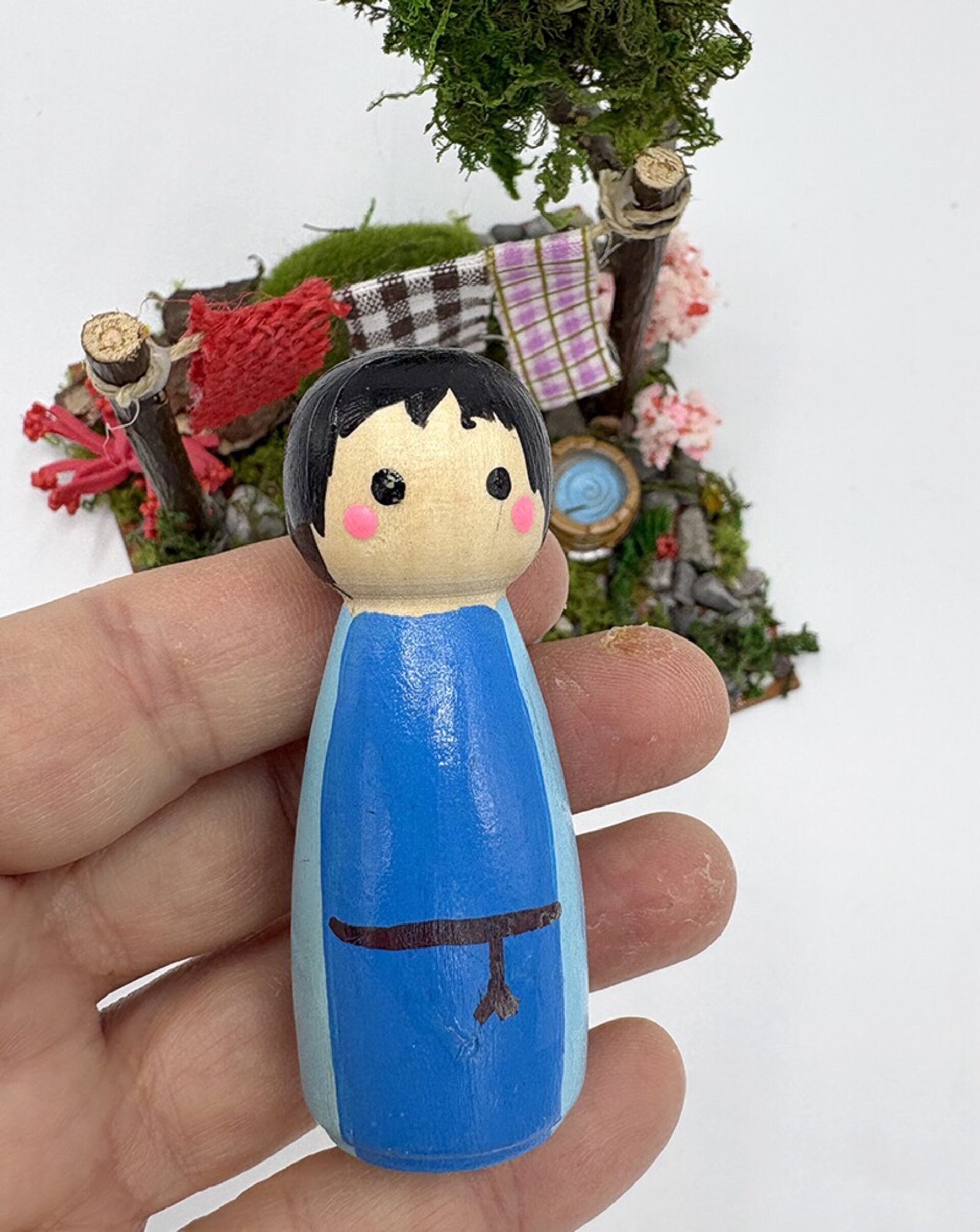 Tendedero miniatura con personaje de 6,5cm - complementos pesebre - 6