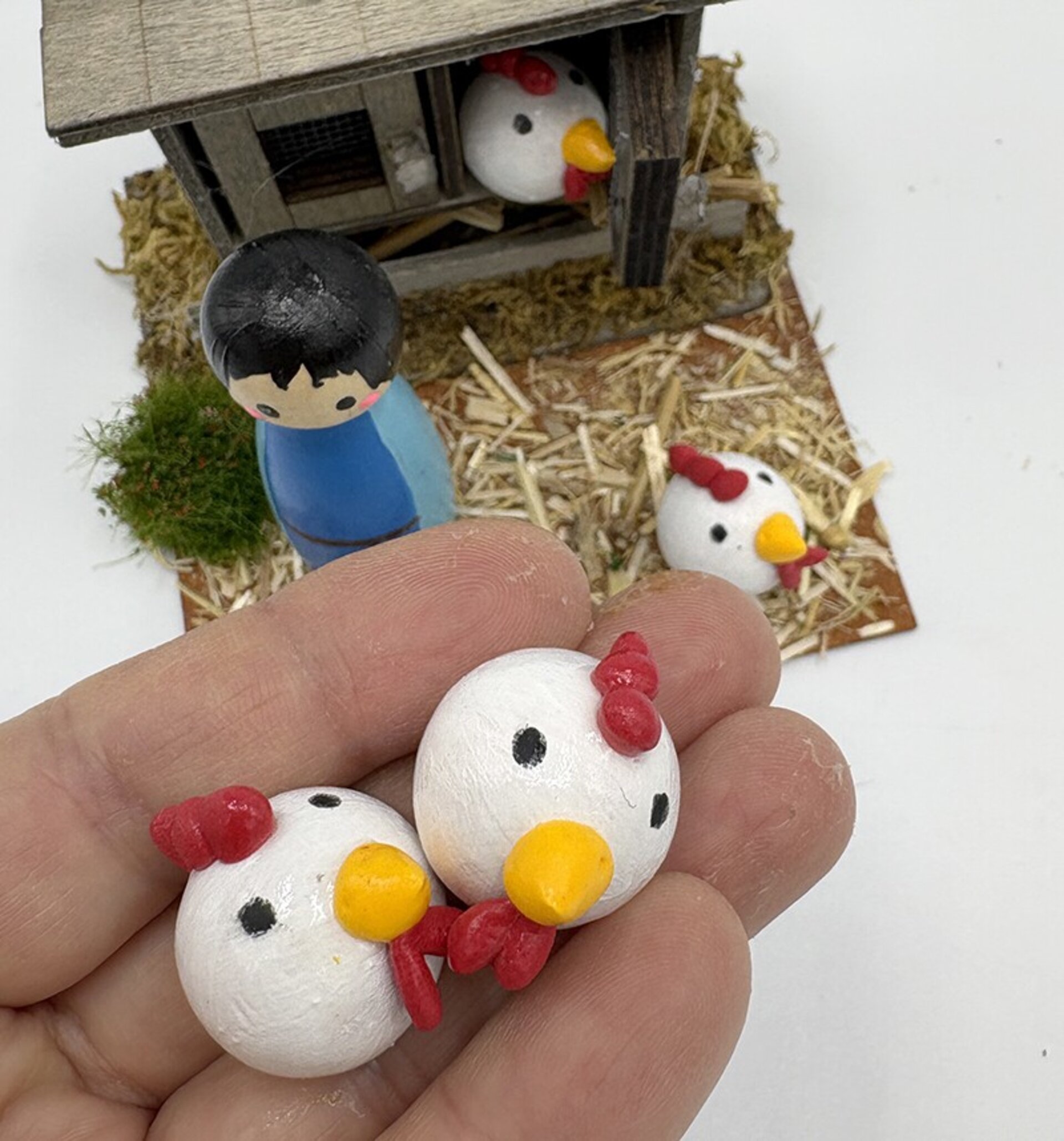 Gallinero rústico - Adorno artesanal para pesebre - 6