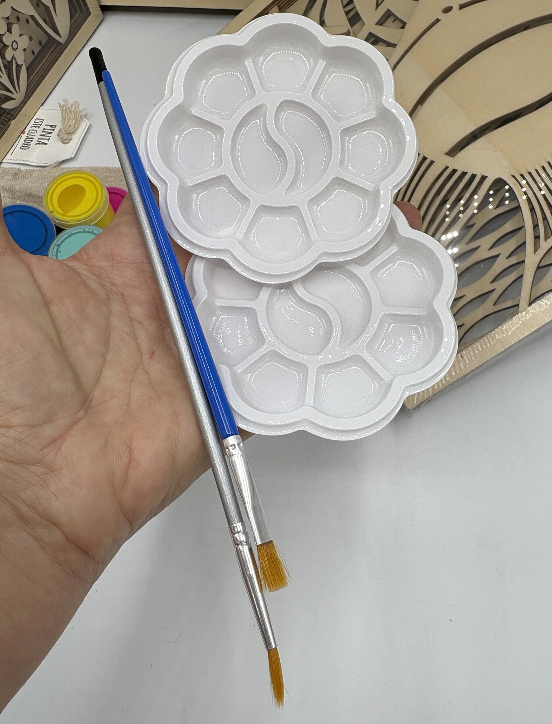 Kit de pintura acrílica con cuadros de madera en capas - 6