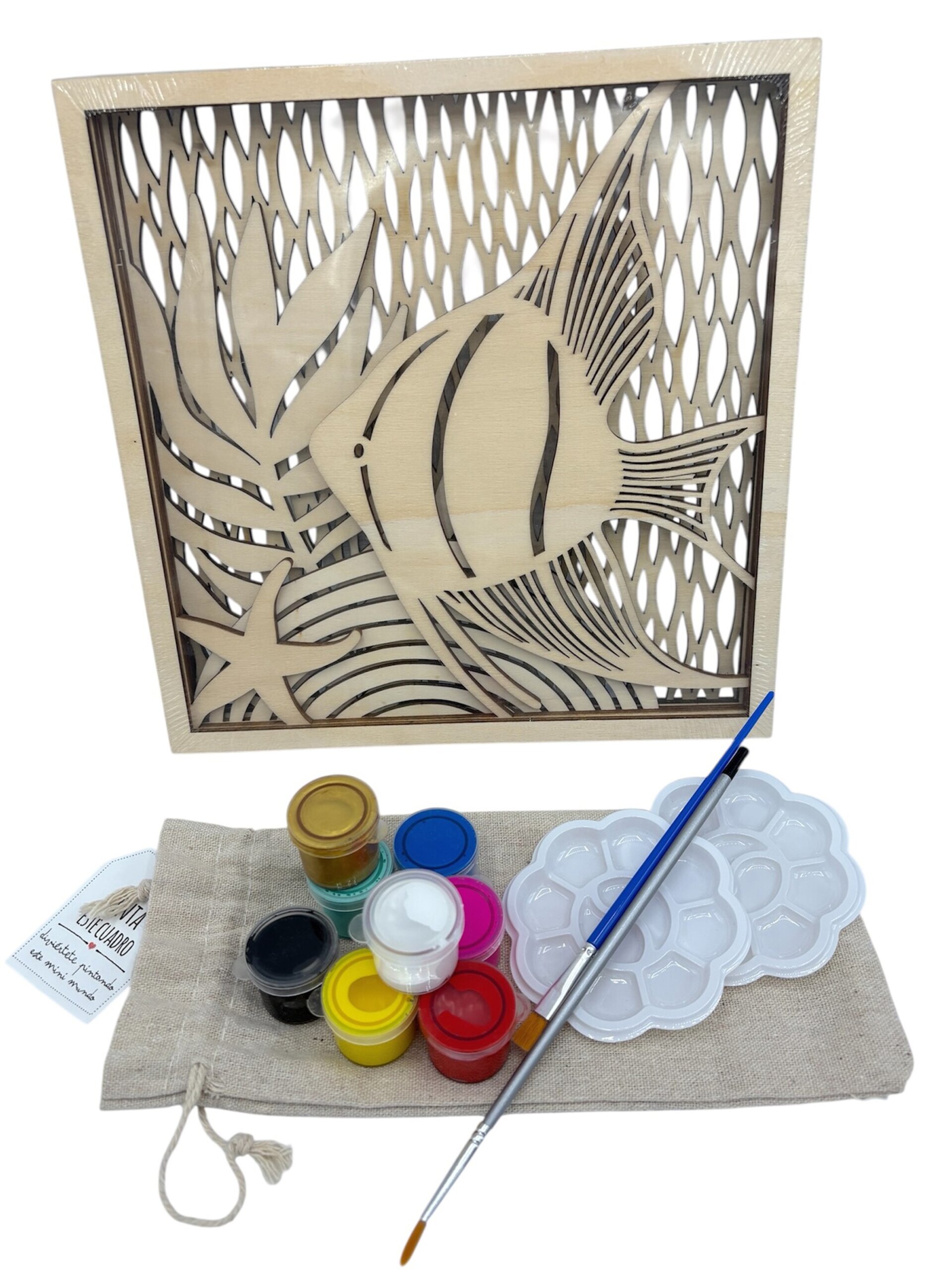 Kit de pintura acrílica con cuadros de madera en capas - 7