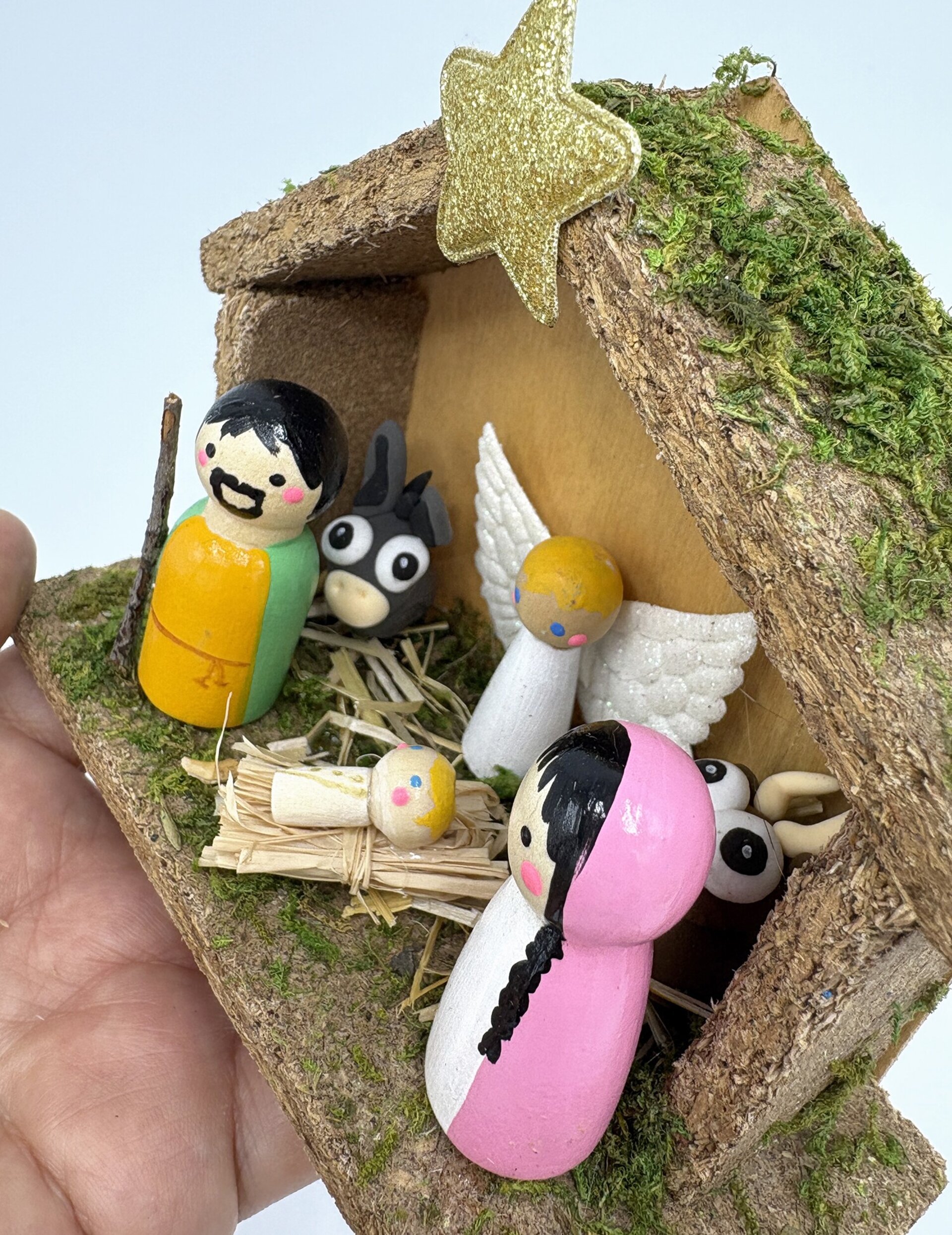 Mini Pesebres madera con imán de nevera - 6