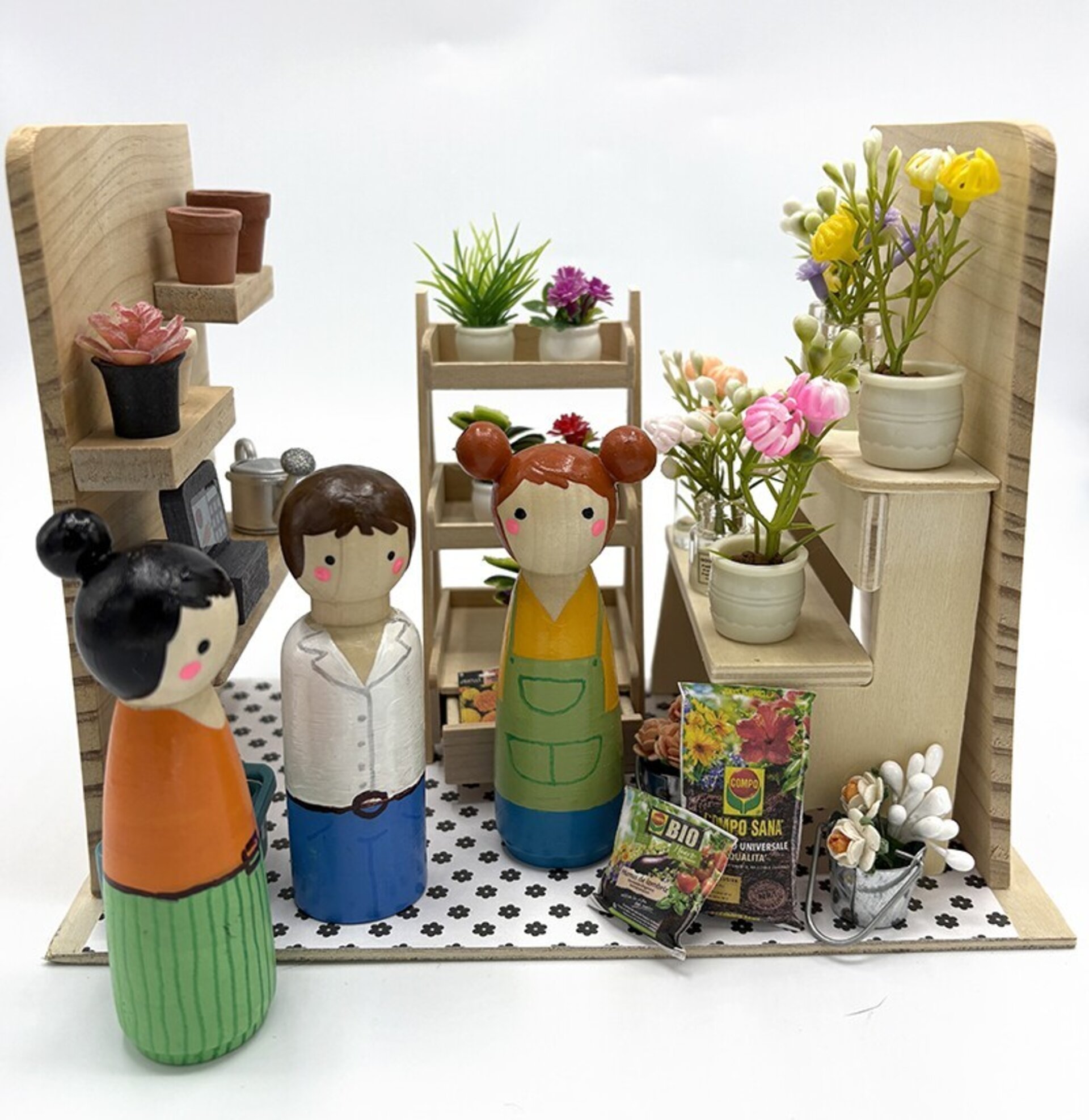Mini Mundo Floristería de Madera | Tienda en Miniatura para Niños - 1