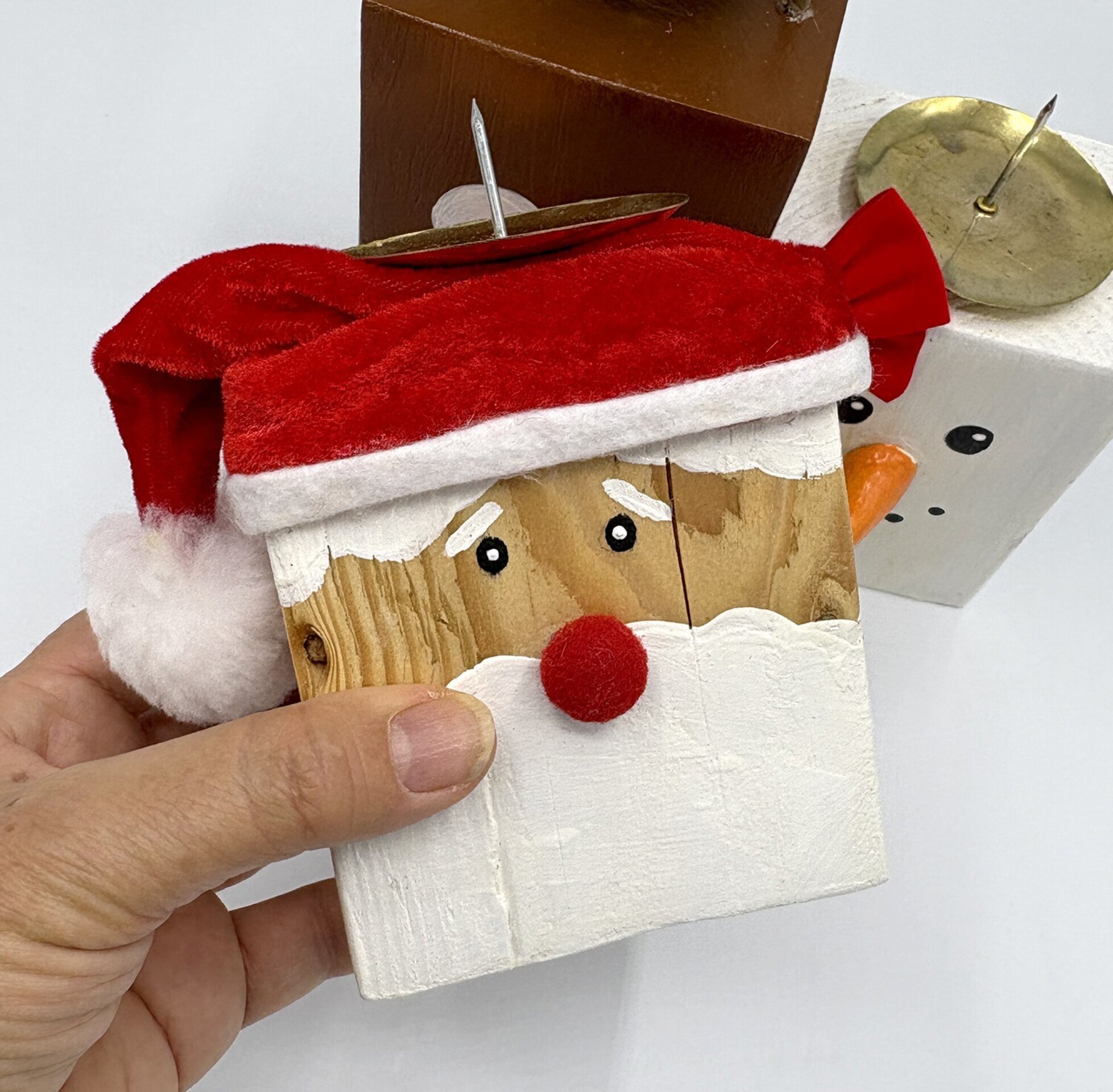 Candelabros Navideños Artesanales – Papá Noel, Reno y Muñeco de Nieve - 6
