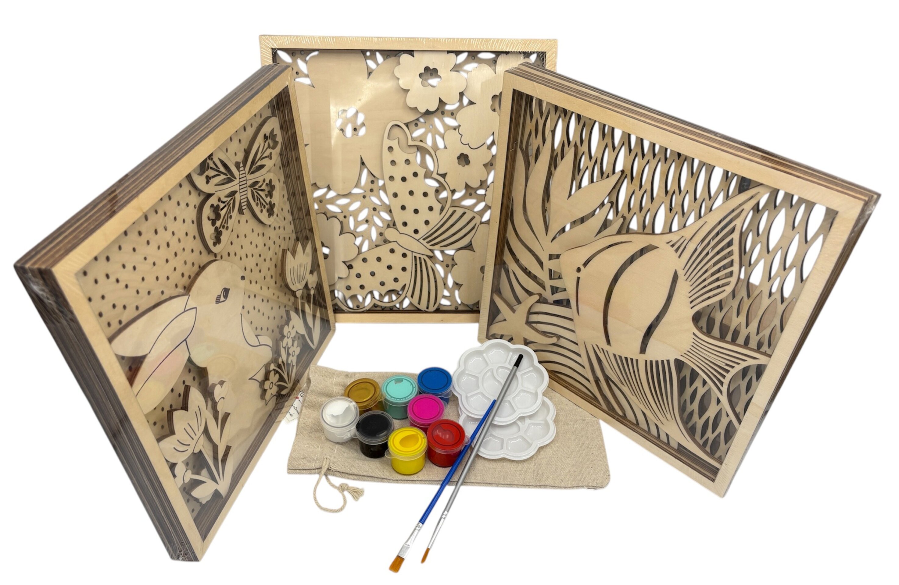 Kit de pintura acrílica con cuadros de madera en capas - 2
