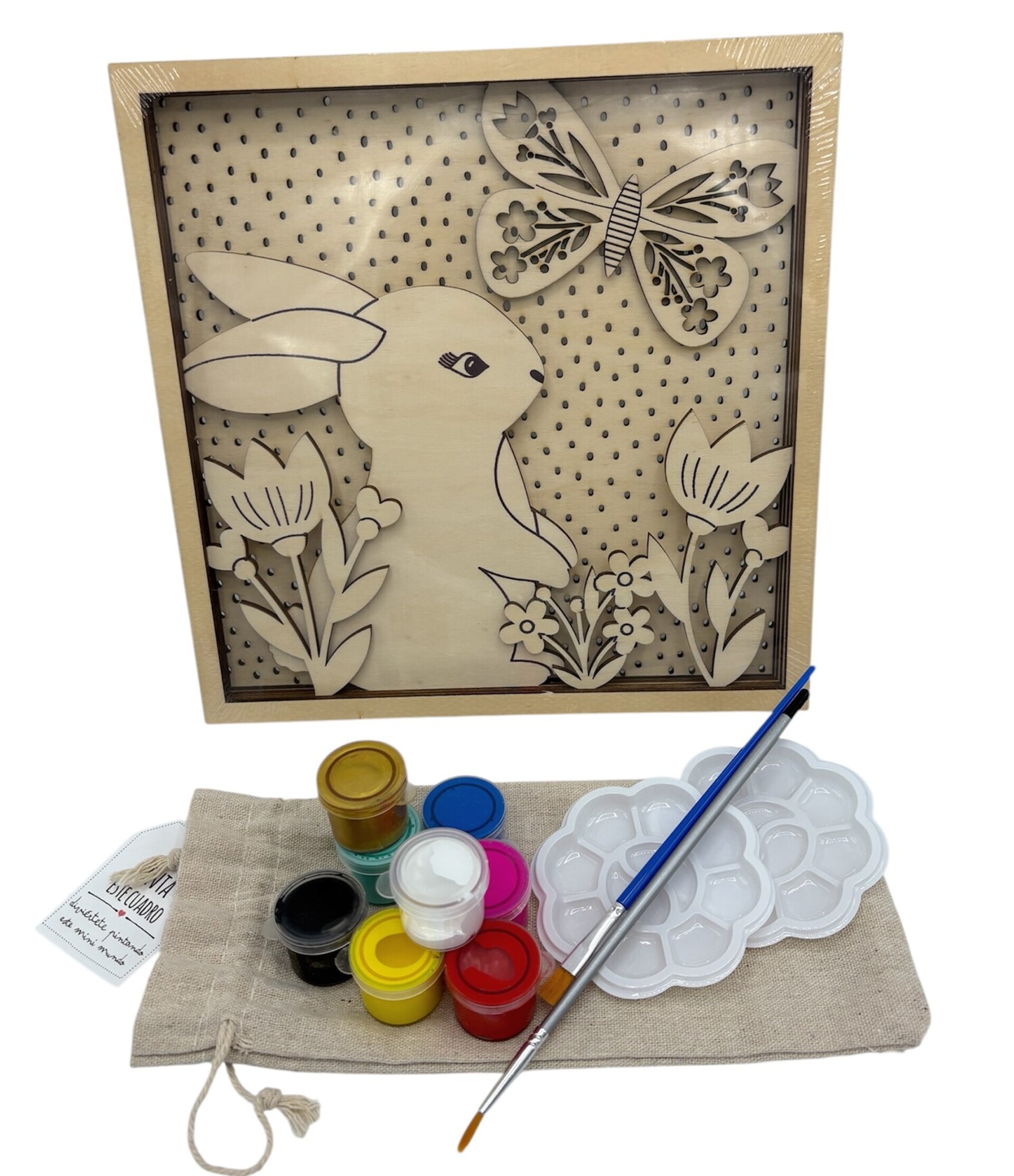 Kit de pintura acrílica con cuadros de madera en capas - 9