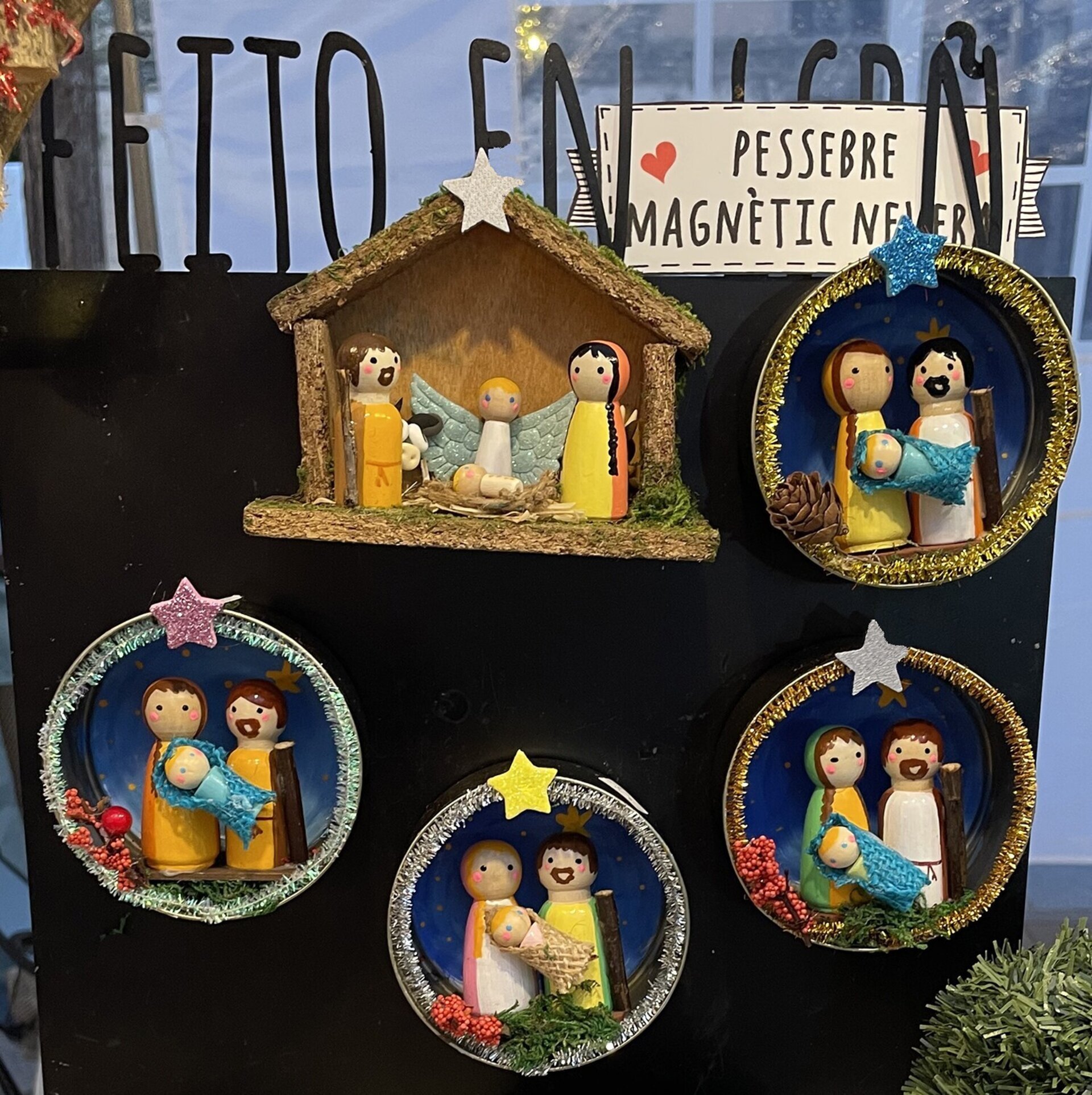 Mini Pesebres madera con imán de nevera - 9