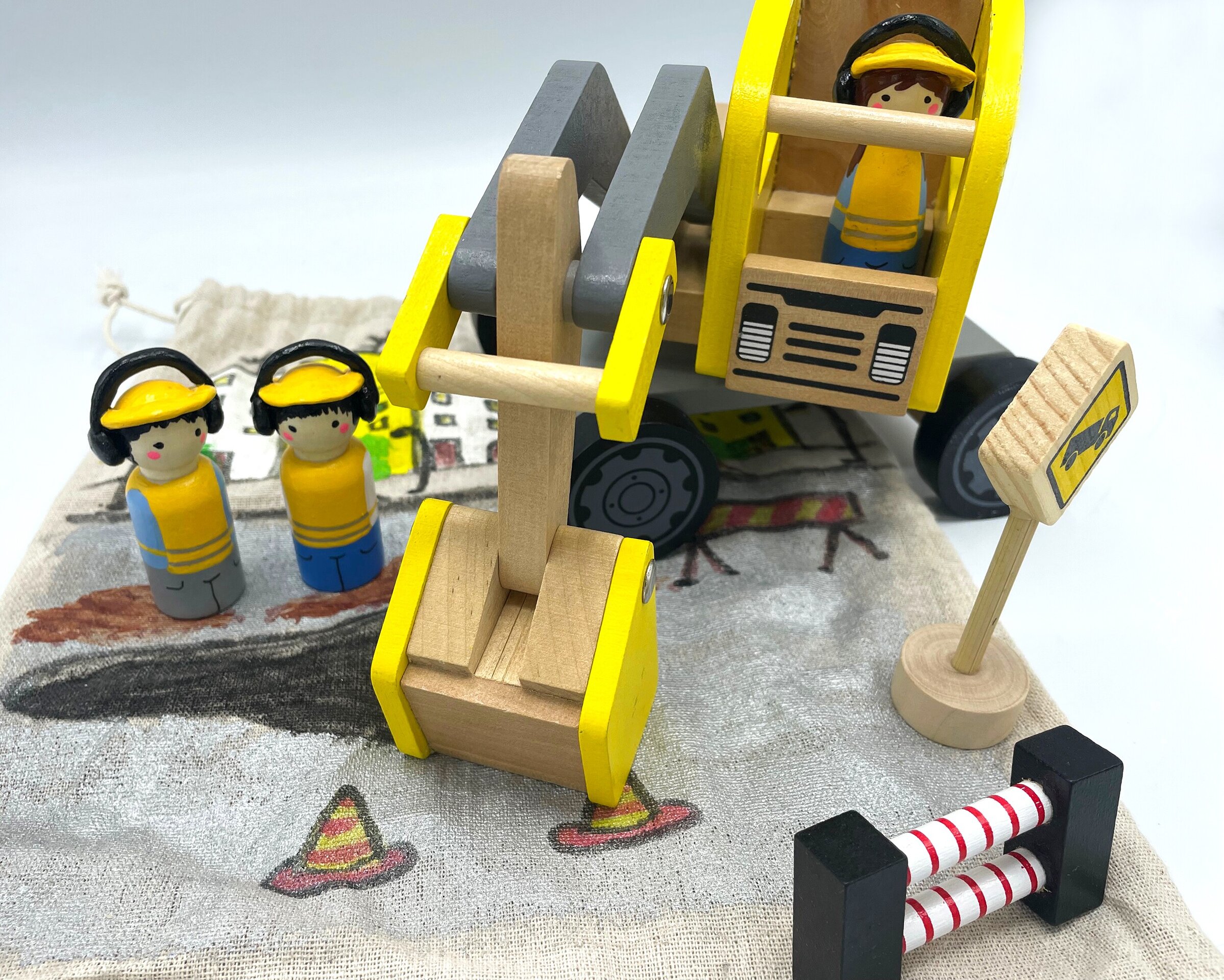 Mini mundo de construcción con excavadora de madera - 1