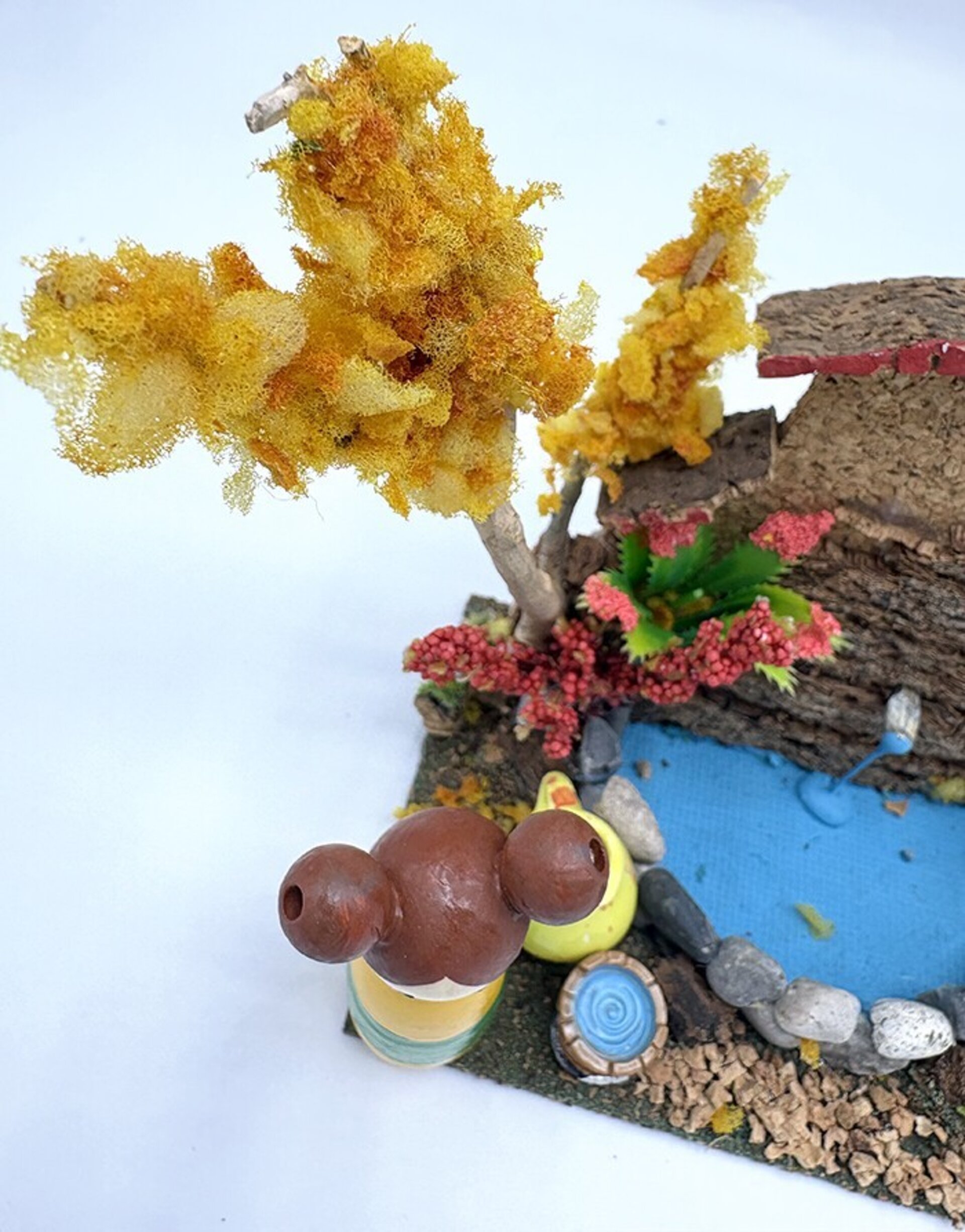 Fuente rústica en miniatura - Adorno artesanal para pesebre - 3