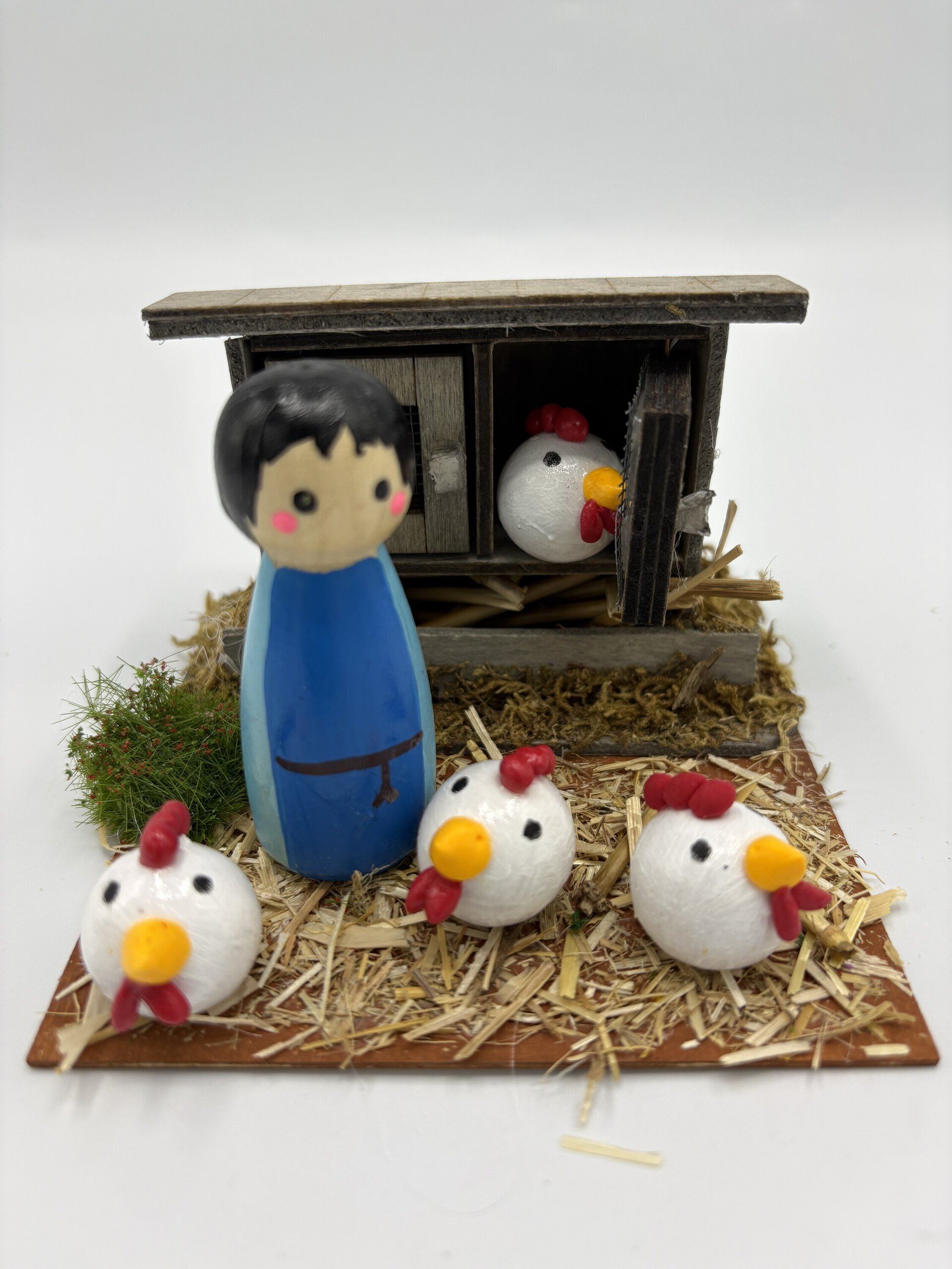 Gallinero rústico - Adorno artesanal para pesebre - 2