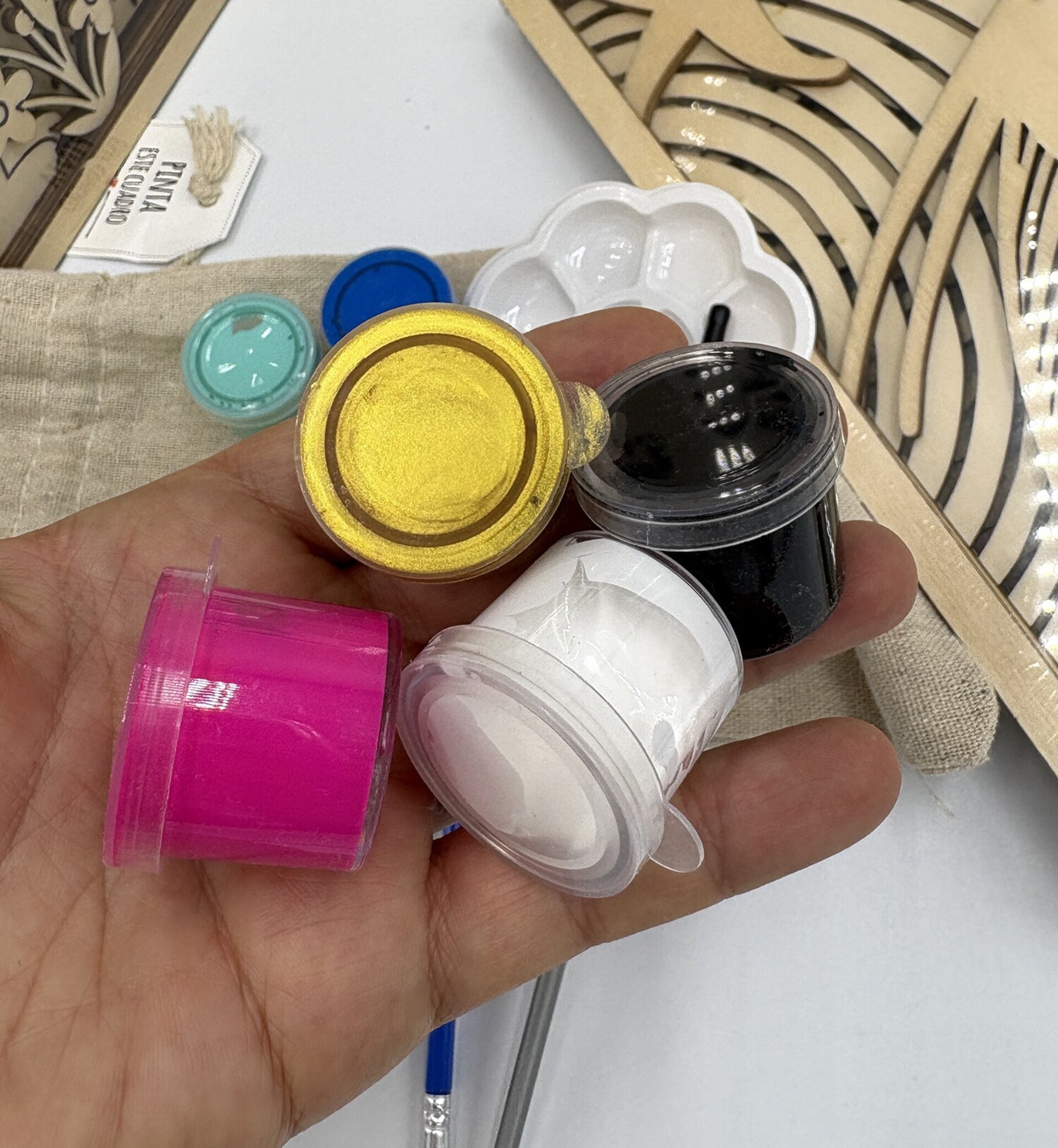Kit de pintura acrílica con cuadros de madera en capas - 4