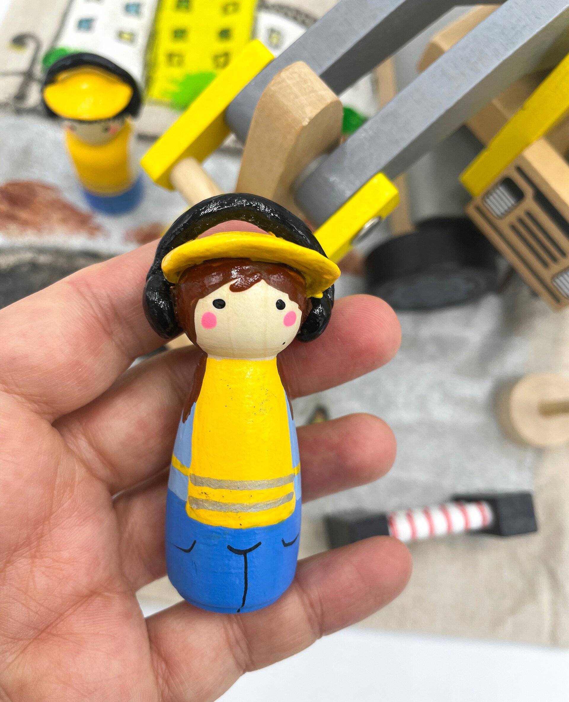 Mini mundo de construcción con excavadora de madera - 5
